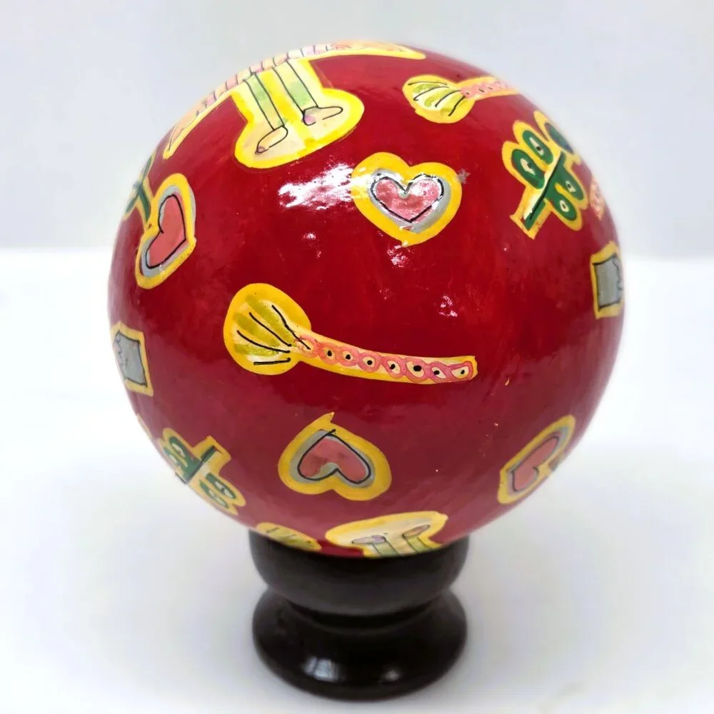 Crate & Barrel Nutcracker Suite Christmas Ornament Paper Mache Ball Ballet Red
